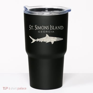 Retro St. Simons Island Ga Shark Tumbler