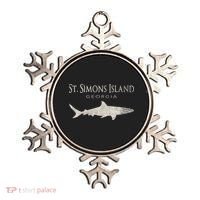 Retro St. Simons Island Ga Shark Ornament thumb 0