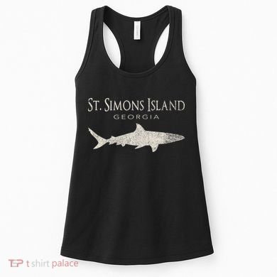 Retro St. Simons Island Ga Shark Women's Tank Top