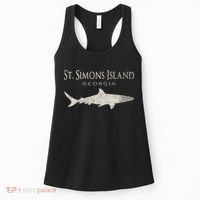 Retro St. Simons Island Ga Shark Women's Tank Top thumb 0