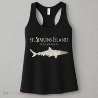 Retro St. Simons Island Ga Shark Women's Tank Top thumb 3