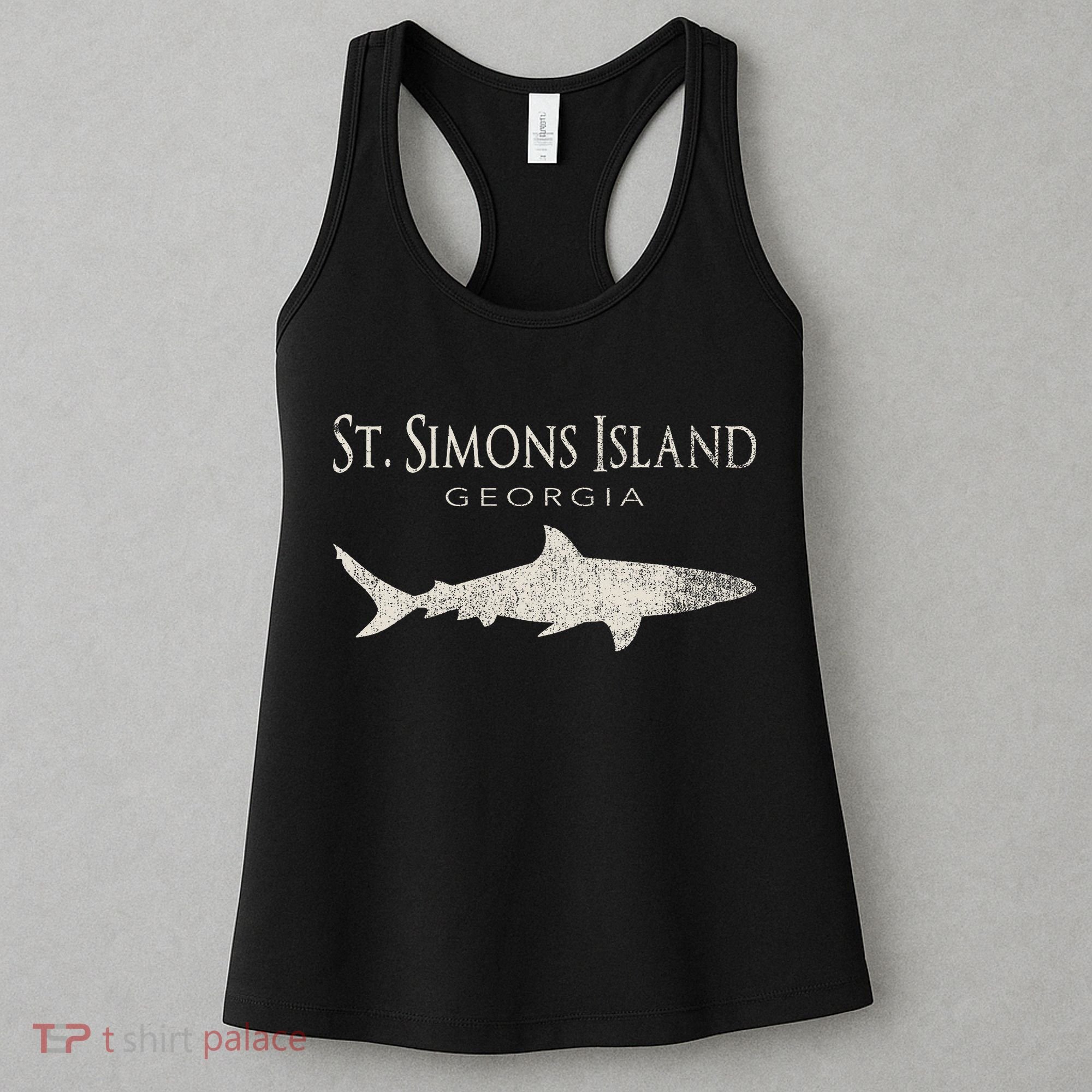 Retro St. Simons Island Ga Shark Women's Tank Top