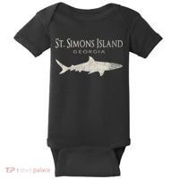 Retro St. Simons Island Ga Shark Baby Bodysuit thumb 0