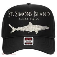 Retro St. Simons Island Ga Shark Hat thumb 0