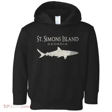 Retro St. Simons Island Ga Shark Toddler Hoodie