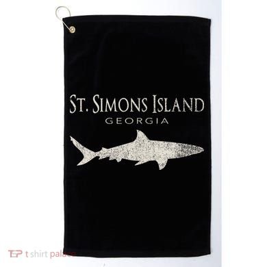 Retro St. Simons Island Ga Shark Golf Towel