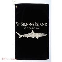Retro St. Simons Island Ga Shark Golf Towel thumb 0