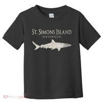 Retro St. Simons Island Ga Shark Toddler T-Shirt thumb 0