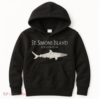 Retro St. Simons Island Ga Shark Kids Hoodie
