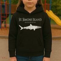 Retro St. Simons Island Ga Shark Kids Hoodie thumb 3