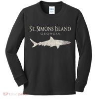 Retro St. Simons Island Ga Shark Kids Long Sleeve Shirt thumb 0