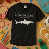 Retro St. Simons Island Ga Shark Kids T-Shirt thumb 3