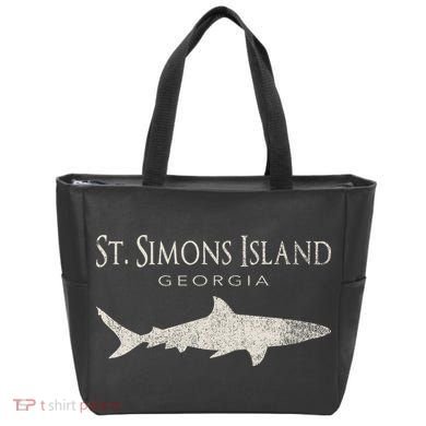 Retro St. Simons Island Ga Shark Tote Bag