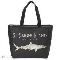 Retro St. Simons Island Ga Shark Tote Bag thumb 0