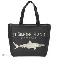 Retro St. Simons Island Ga Shark Tote Bag thumb 0