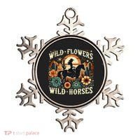Retro Southern Sunset Cowgirl Wild Flowers Wild Horses Ornament thumb 0