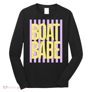 Retro Stripes Sunshine Boat Babe Long Sleeve Shirt