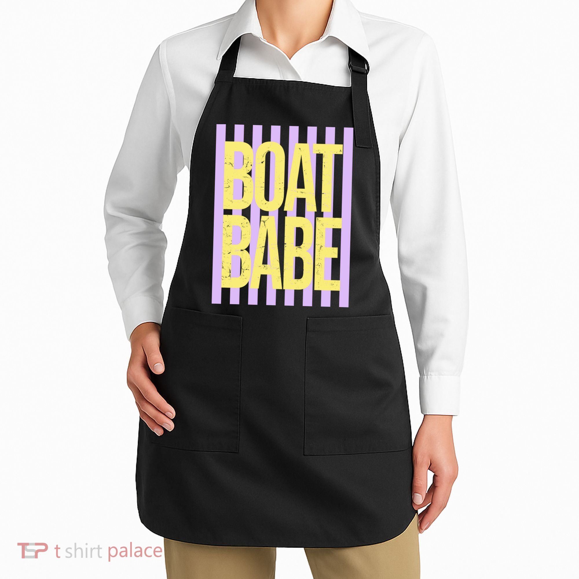 Retro Stripes Sunshine Boat Babe Apron