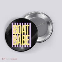 Retro Stripes Sunshine Boat Babe Button thumb 0