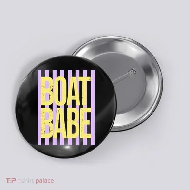 Retro Stripes Sunshine Boat Babe Button