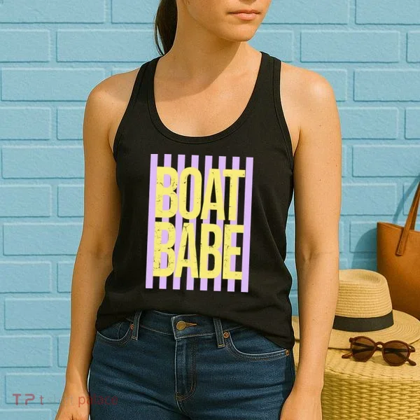 Retro Stripes Sunshine Boat Babe Women's Tank Top