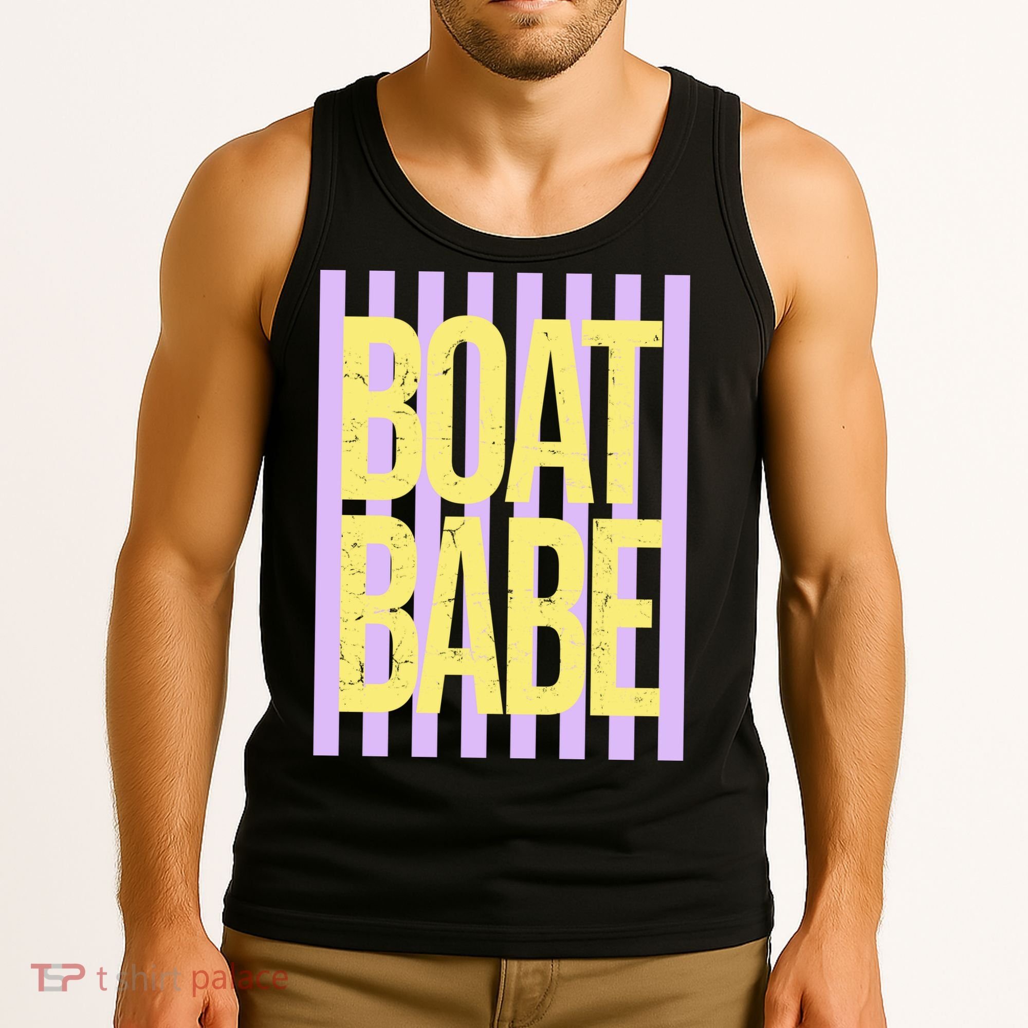 Retro Stripes Sunshine Boat Babe Tank Top