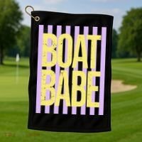 Retro Stripes Sunshine Boat Babe Golf Towel thumb 1