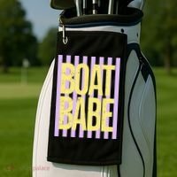 Retro Stripes Sunshine Boat Babe Golf Towel thumb 2