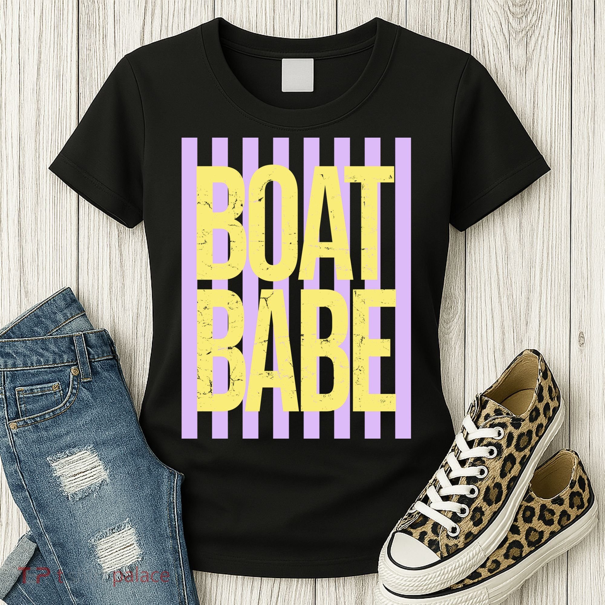 Retro Stripes Sunshine Boat Babe Women's T-Shirt