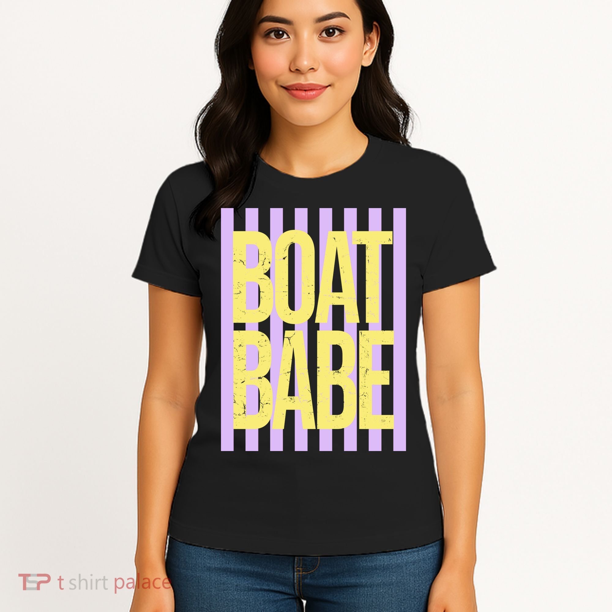 Retro Stripes Sunshine Boat Babe Women's T-Shirt
