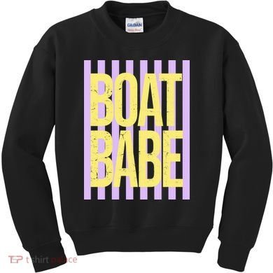 Retro Stripes Sunshine Boat Babe Kids Sweatshirt