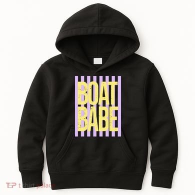 Retro Stripes Sunshine Boat Babe Kids Hoodie