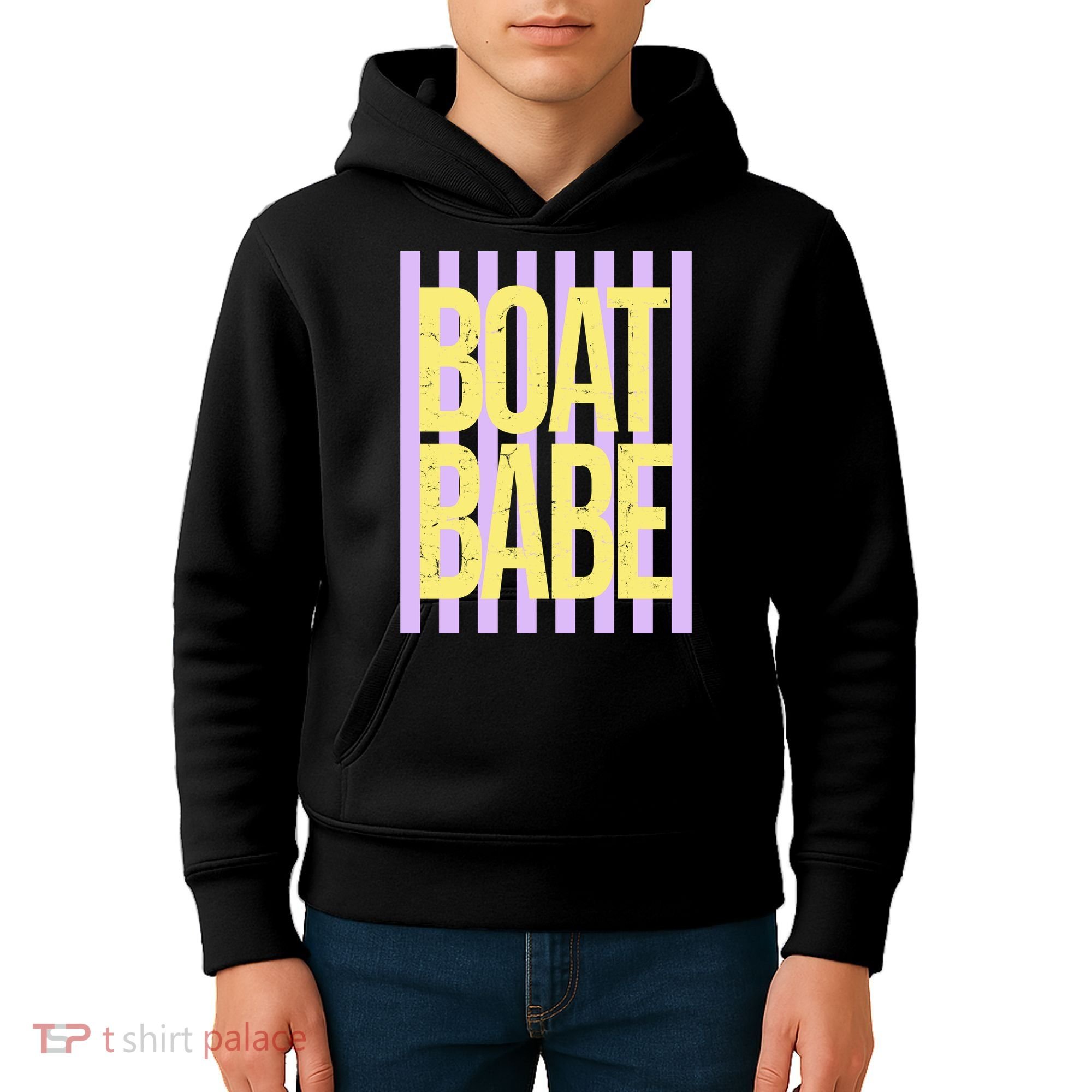 Retro Stripes Sunshine Boat Babe Kids Hoodie
