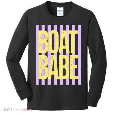 Retro Stripes Sunshine Boat Babe Kids Long Sleeve Shirt