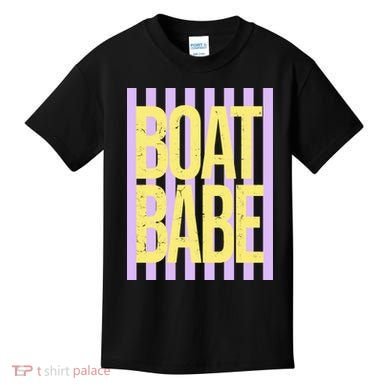 Retro Stripes Sunshine Boat Babe Kids T-Shirt