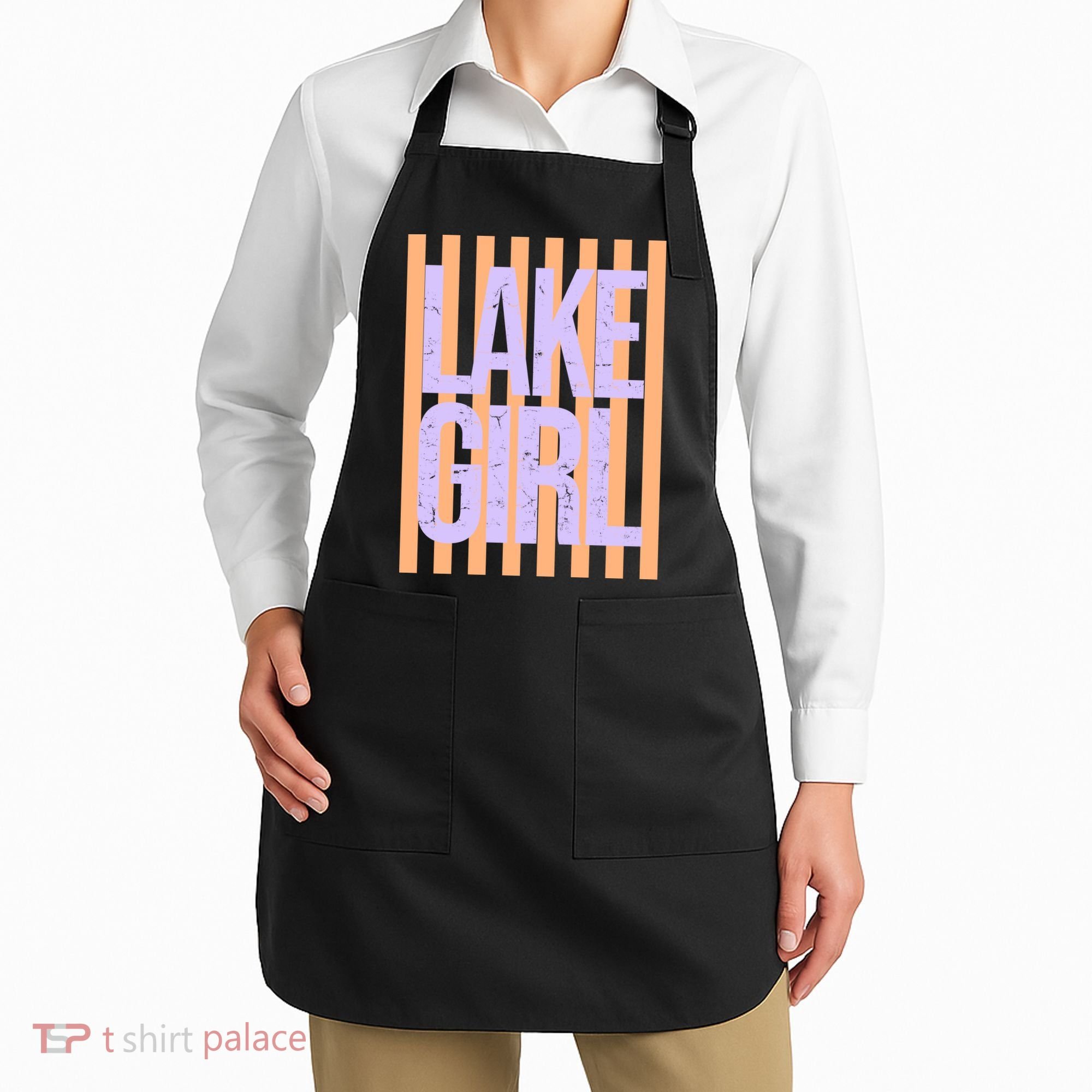 Retro Stripes Sunshine Lake Girl Apron