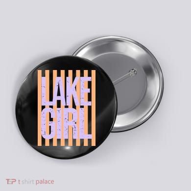 Retro Stripes Sunshine Lake Girl Button
