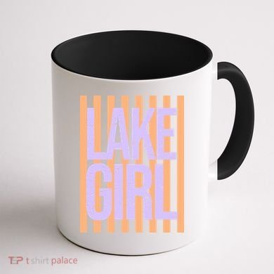 Retro Stripes Sunshine Lake Girl Coffee Mug back