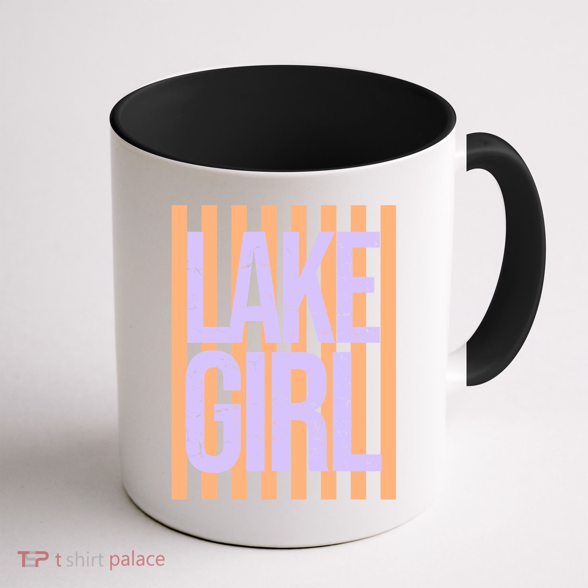 Retro Stripes Sunshine Lake Girl Coffee Mug