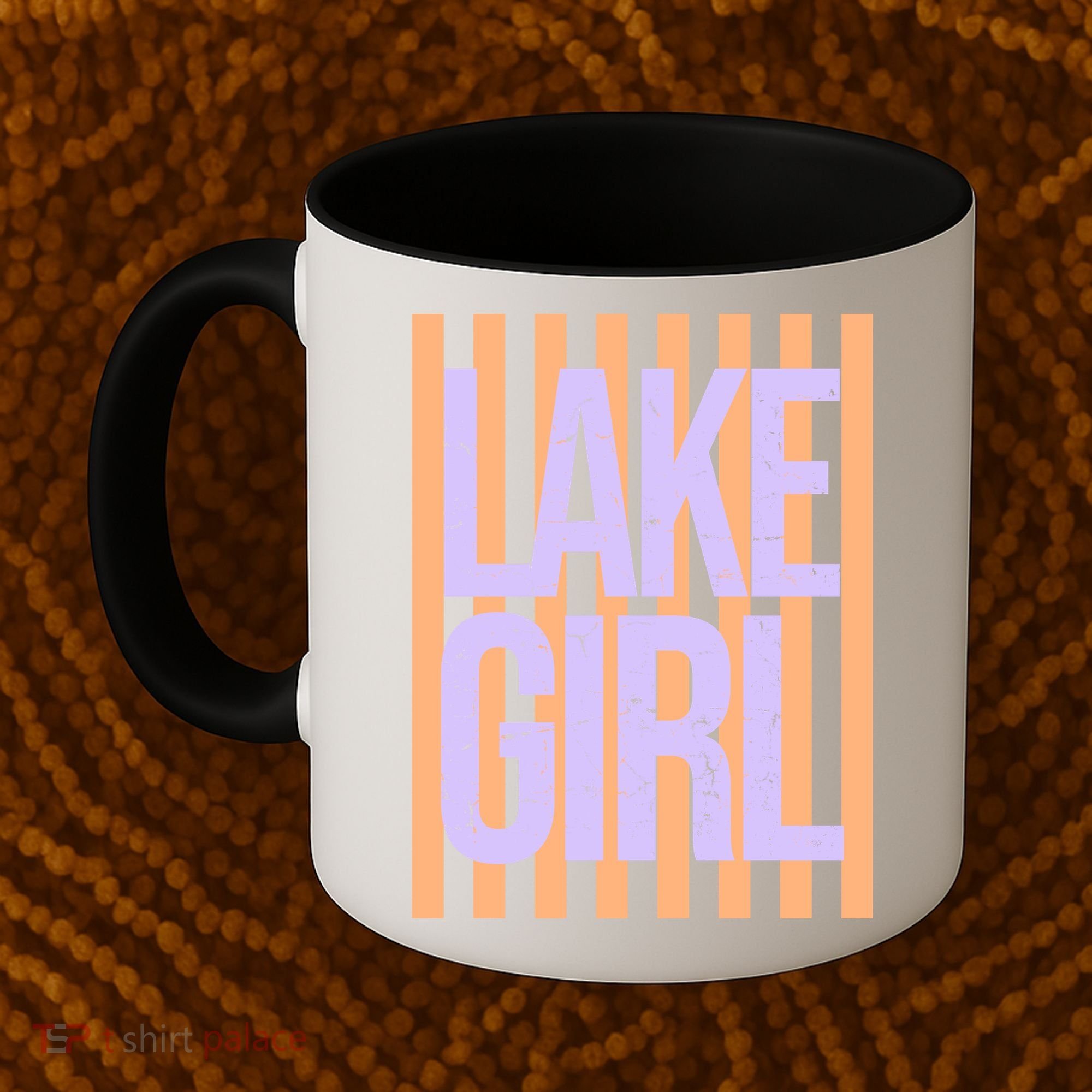 Retro Stripes Sunshine Lake Girl Coffee Mug