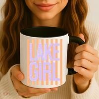 Retro Stripes Sunshine Lake Girl Coffee Mug thumb 3