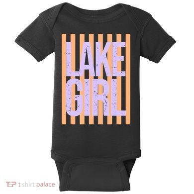 Retro Stripes Sunshine Lake Girl Baby Bodysuit