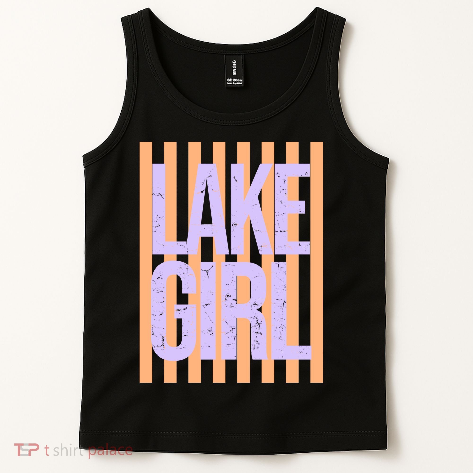 Retro Stripes Sunshine Lake Girl Tank Top