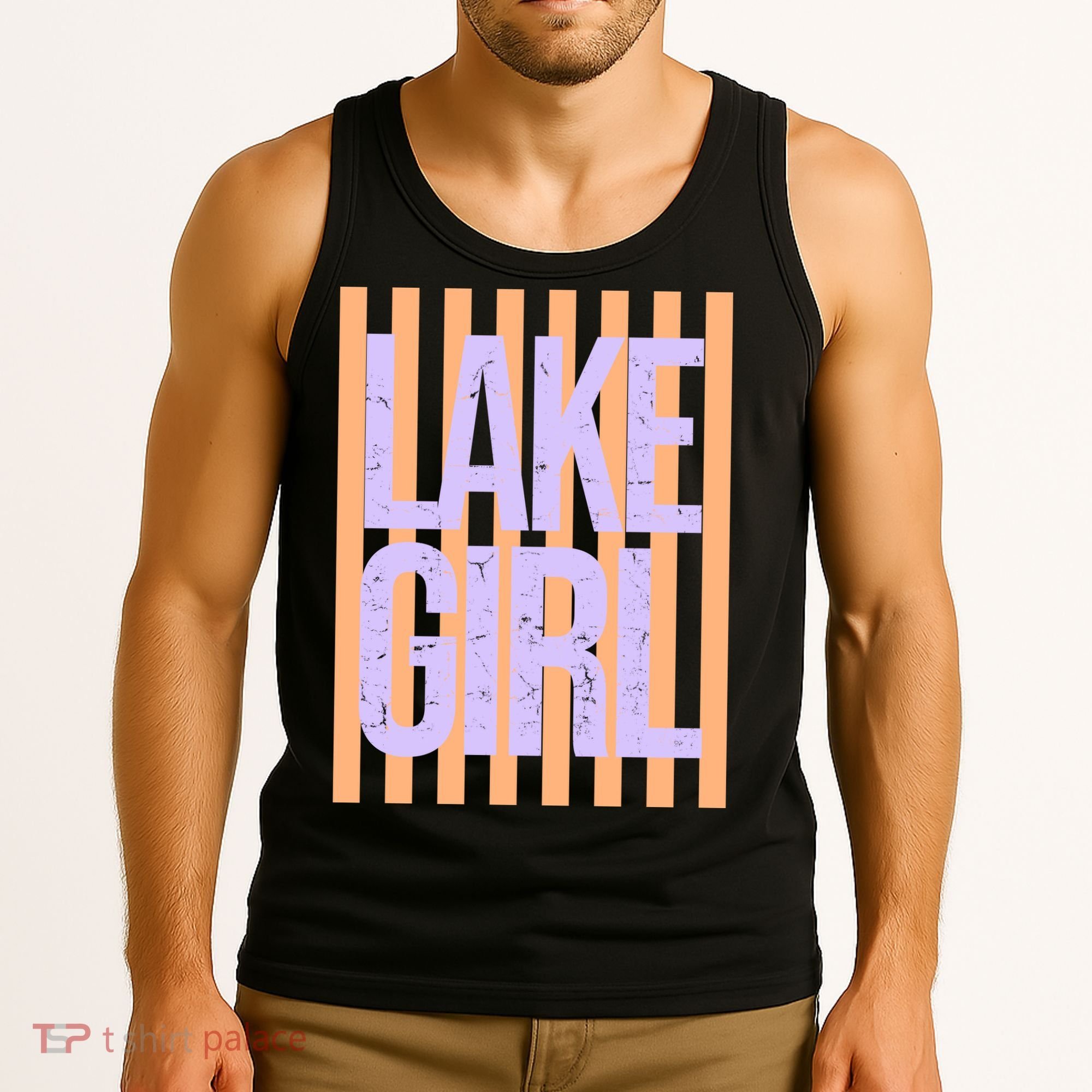 Retro Stripes Sunshine Lake Girl Tank Top