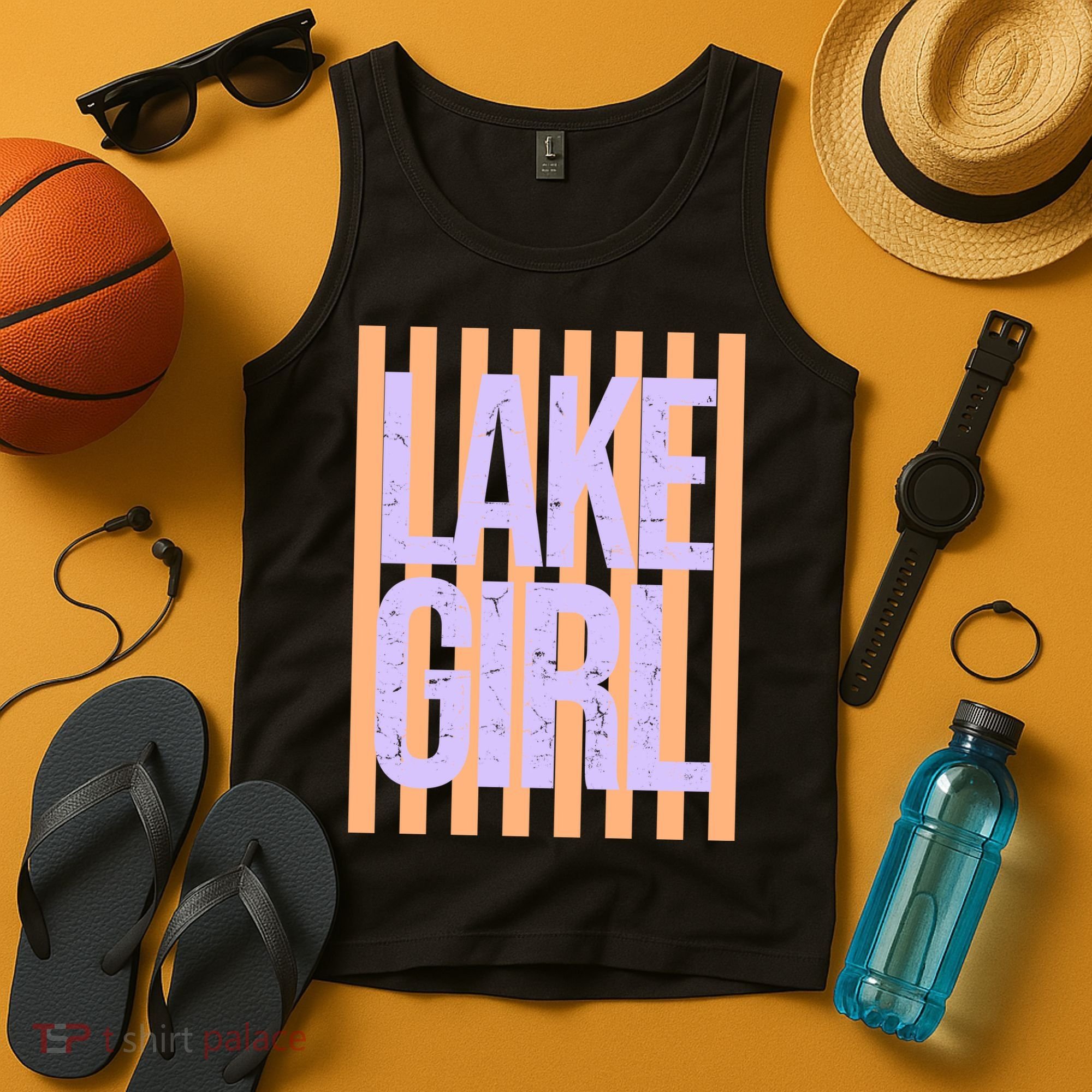 Retro Stripes Sunshine Lake Girl Tank Top
