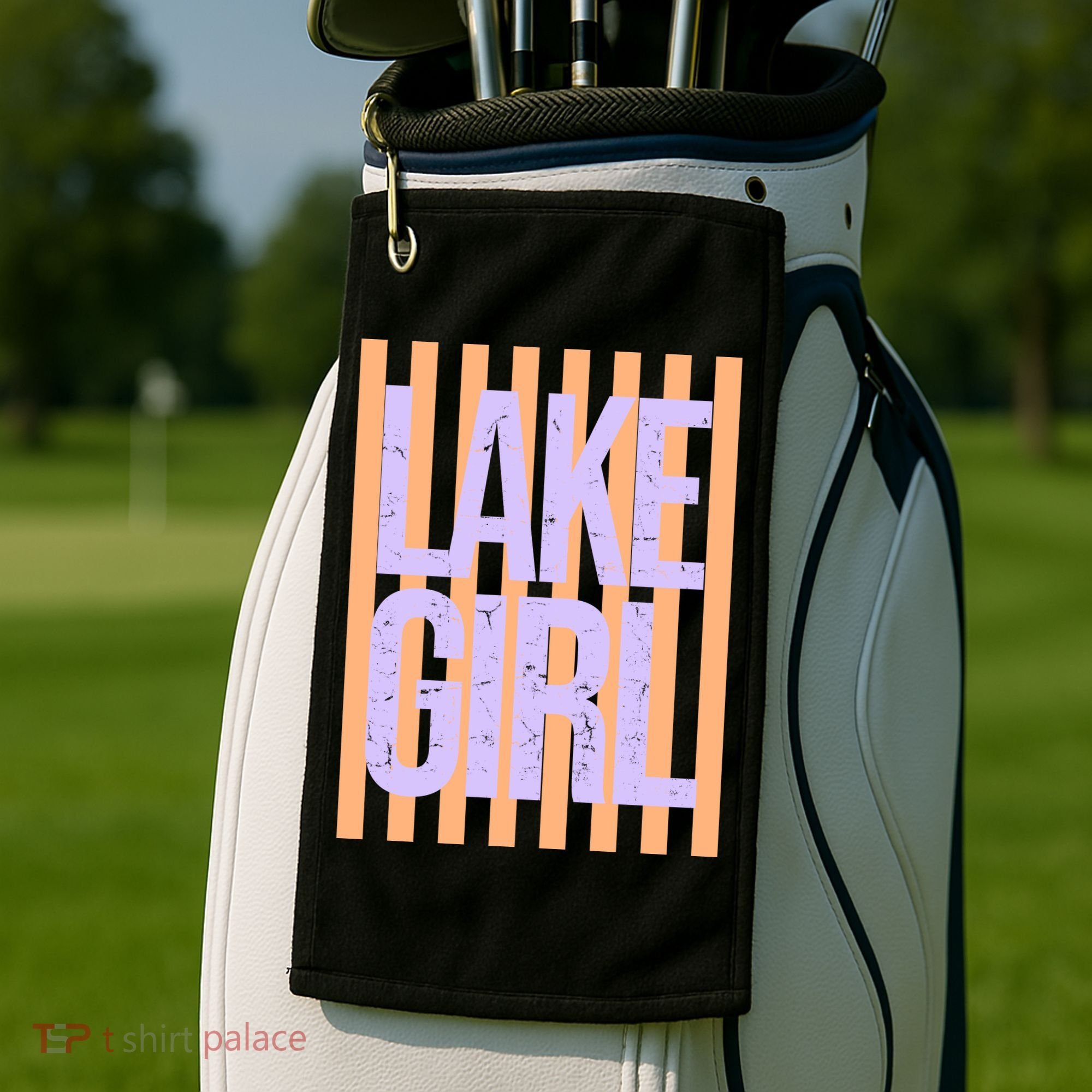 Retro Stripes Sunshine Lake Girl Golf Towel