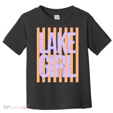 Retro Stripes Sunshine Lake Girl Toddler T-Shirt