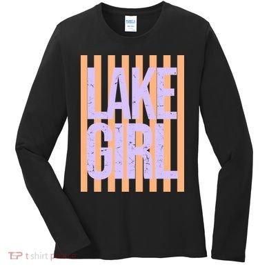 Retro Stripes Sunshine Lake Girl Women's Long Sleeve Shirt
