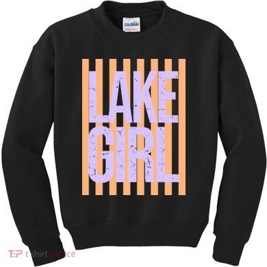 Retro Stripes Sunshine Lake Girl Kids Sweatshirt