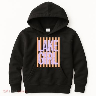 Retro Stripes Sunshine Lake Girl Kids Hoodie
